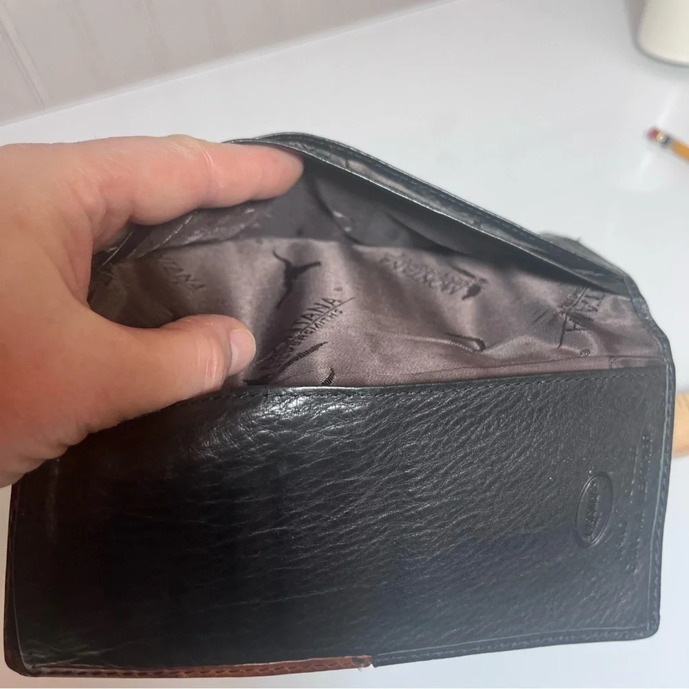 Buffalo Brand Traders Black & Brown Embossed Leather Wallet – Western Studded